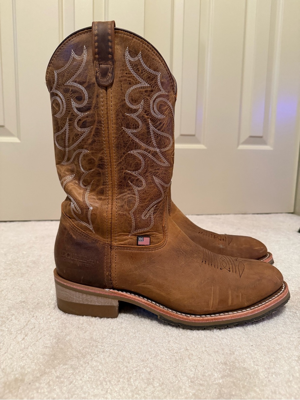 Double H Brown Leather Western Work Boots STEEL TOE